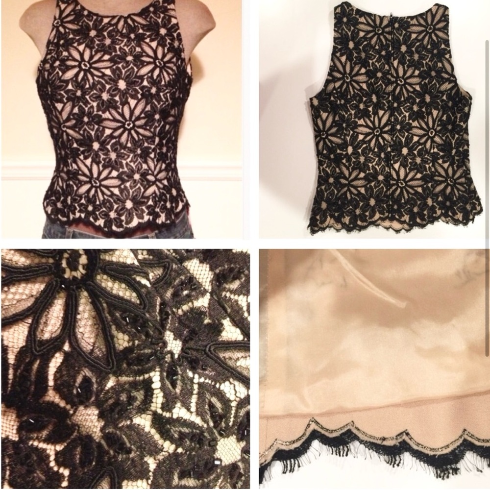 Carmen Marc Valvo Signature Vintage Nude Illusion Top - Picture 4 of 4